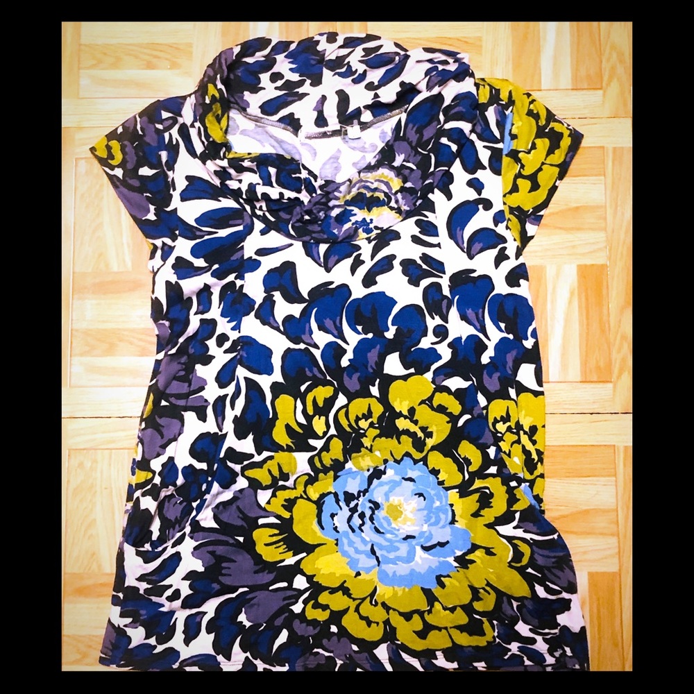 Anthropologie cowl neck abstract floral top M